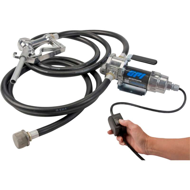 GPI 12 Volt DC Portable Fuel Transfer Pump with Manual Nozzle 8 GPM4