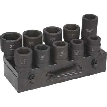 Klutch Impact Socket Set 10 Pc 1in Drive SAE4