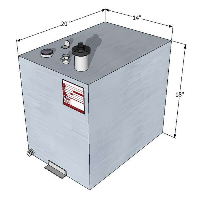 RDS Aluminum Auxiliary Fuel Tank 20Gallon Rectangular Smooth