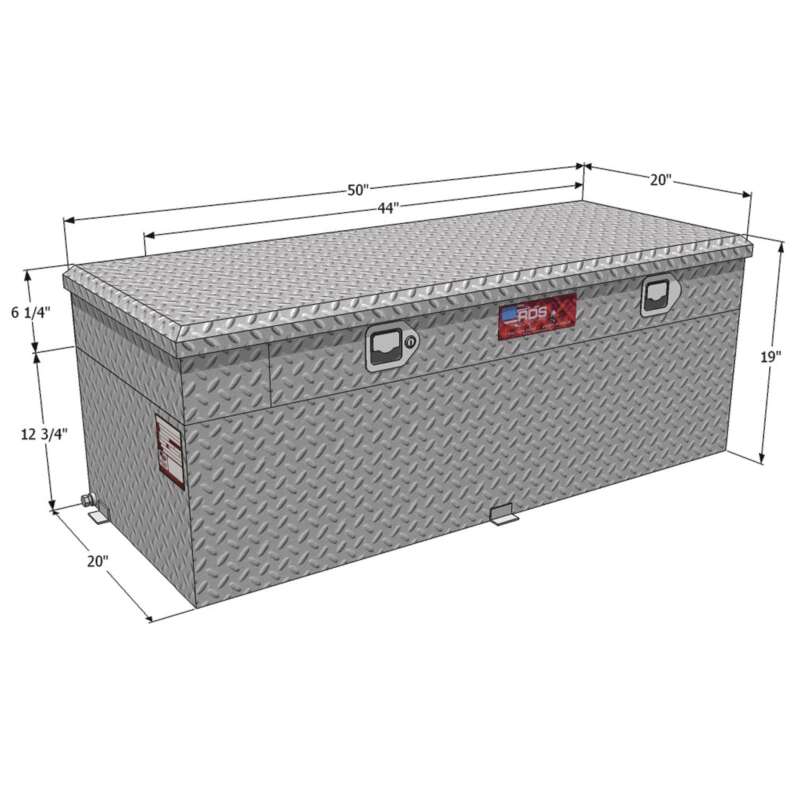 RDS Aluminum Auxiliary Fuel Tank Toolbox Combo 51 Gallon Capacity Rectangular Diamond Plate3