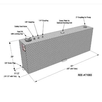 RDS Aluminum Transfer Fuel Tank 45 Gallon Vertical Diamond Plate Model4