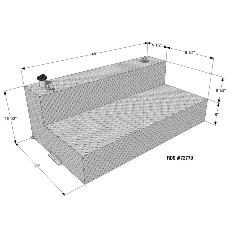 RDS Aluminum Transfer Fuel Tank 60Gallon L Shaped Diamond Plate2