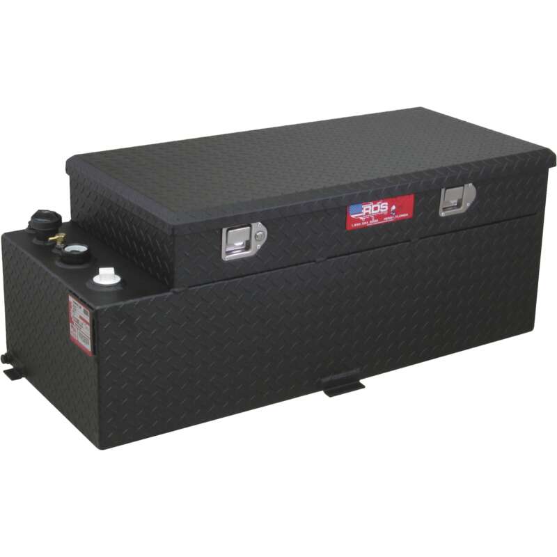 RDS Aluminum Transfer Fuel Tank Toolbox Combo 50 Gallon Rectangular Black Diamond Plate1