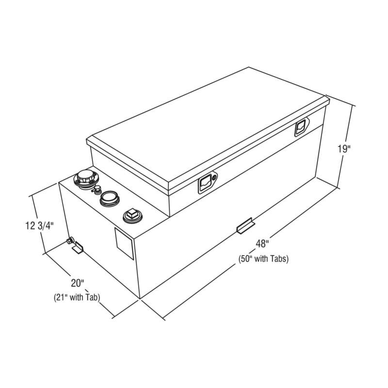 RDS Aluminum Transfer Fuel Tank Toolbox Combo 50 Gallon Rectangular Black Diamond Plate4