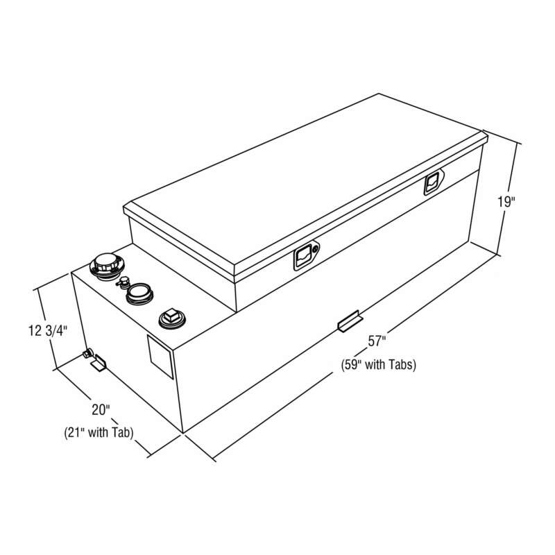 RDS Aluminum Transfer Fuel Tank Toolbox Combo 60 Gallon Rectangular Diamond Plate3