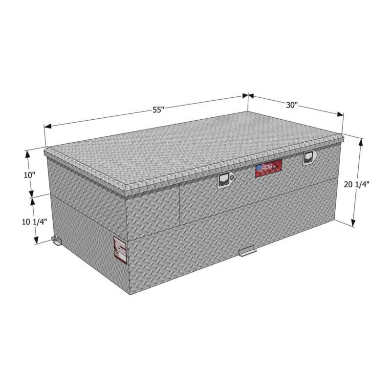 RDS Aluminum Transfer Fuel Tank Toolbox Combo with GPI 12V Fuel Transfer Pump 70Gallon Rectangular Diamond Plate 15 GPM1