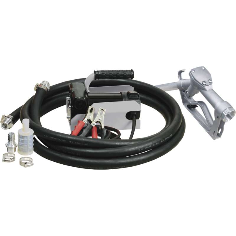 Roughneck 12V Fuel Transfer Pump 11 GPM Manual Nozzle Hose