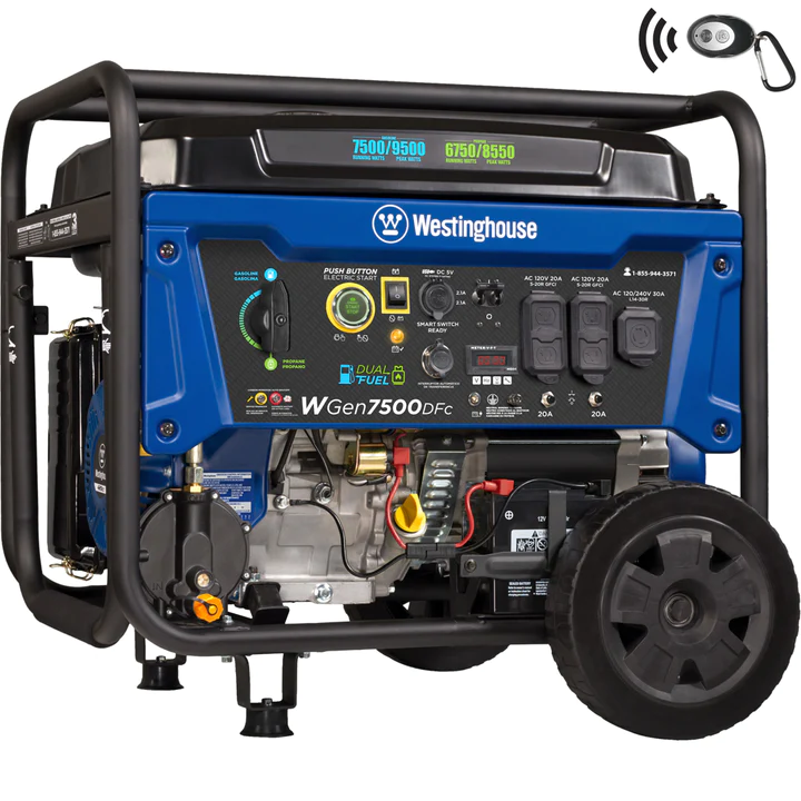 Westinghouse WGen7500DFc Dual Fuel Portable Generator with CO Sensor