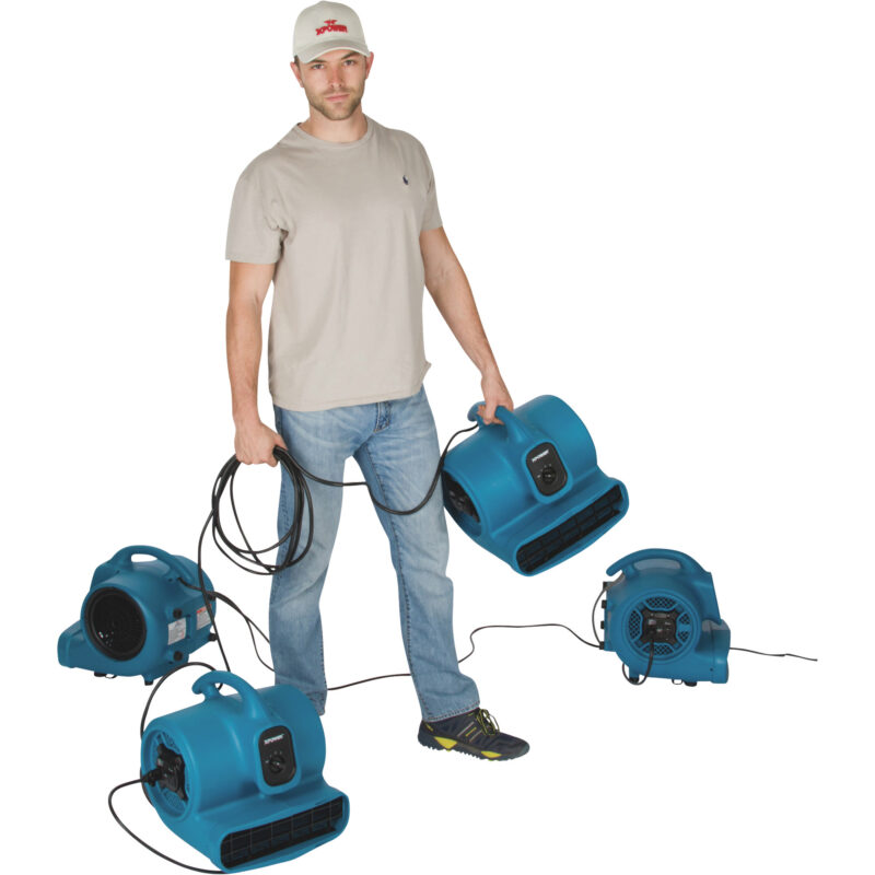 XPOWER 5 Pc Water Contractor Pack 4 Air Movers and 1 Commercial LGR Dehumidifier