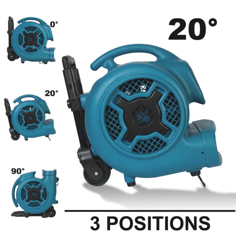 XPower 1 HP Air Mover Dryer with Wheels Xactimate Code WTRDRY 3,600 CFM