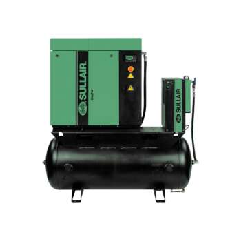 Sullair ShopTek Rotary Screw Air Compressor 7.5 HP 230 Volt 1 Phase 80Gallon Horizontal Tank