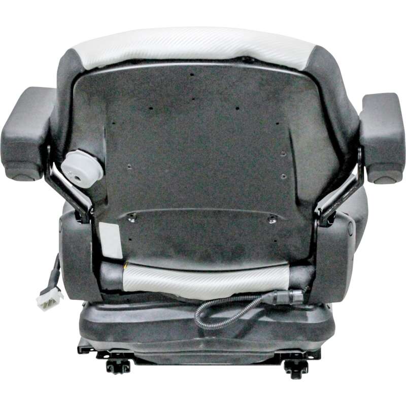 K&M Big Dog Hustler Grammer Construction Mechanical Suspension Seat Vinyl Cover Black Silver Yellow