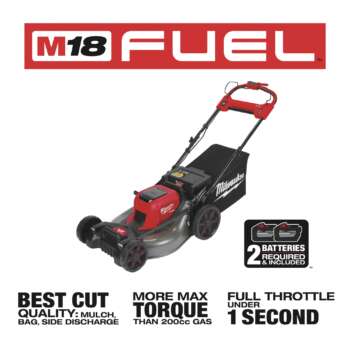 Milwaukee M18 FUEL Self Propelled Dual Battery Cordless Lawn Mower Kit 21in Deck Includes Two 12.0 Ah Battery Packs and M18 Dual Bay Rapid Charger