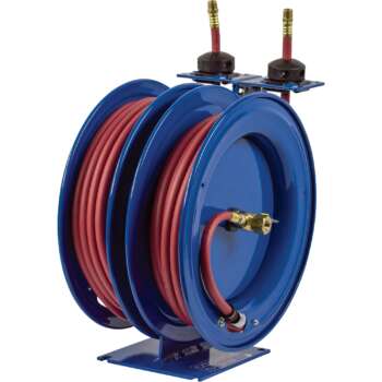 Coxreels Dual Air Hose Reel With 3/8in x 50ft PVC Hoses Max 300 PSI