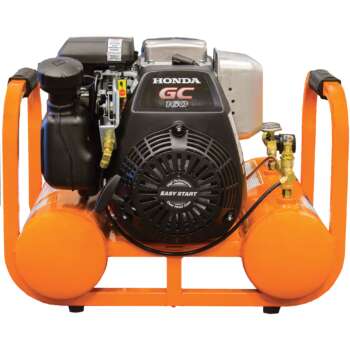 Industrial Air Contractor Gas Powered Pontoon Air Compressor 4.6 HP Honda OHC Engine 4 Gallon 155 PSI