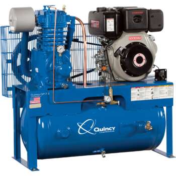 Quincy Pressure Lubricated Reciprocating Air Compressor 7.5 HP Pump 10 HP Yanmar Diesel Engine 30Gallon Horizontal