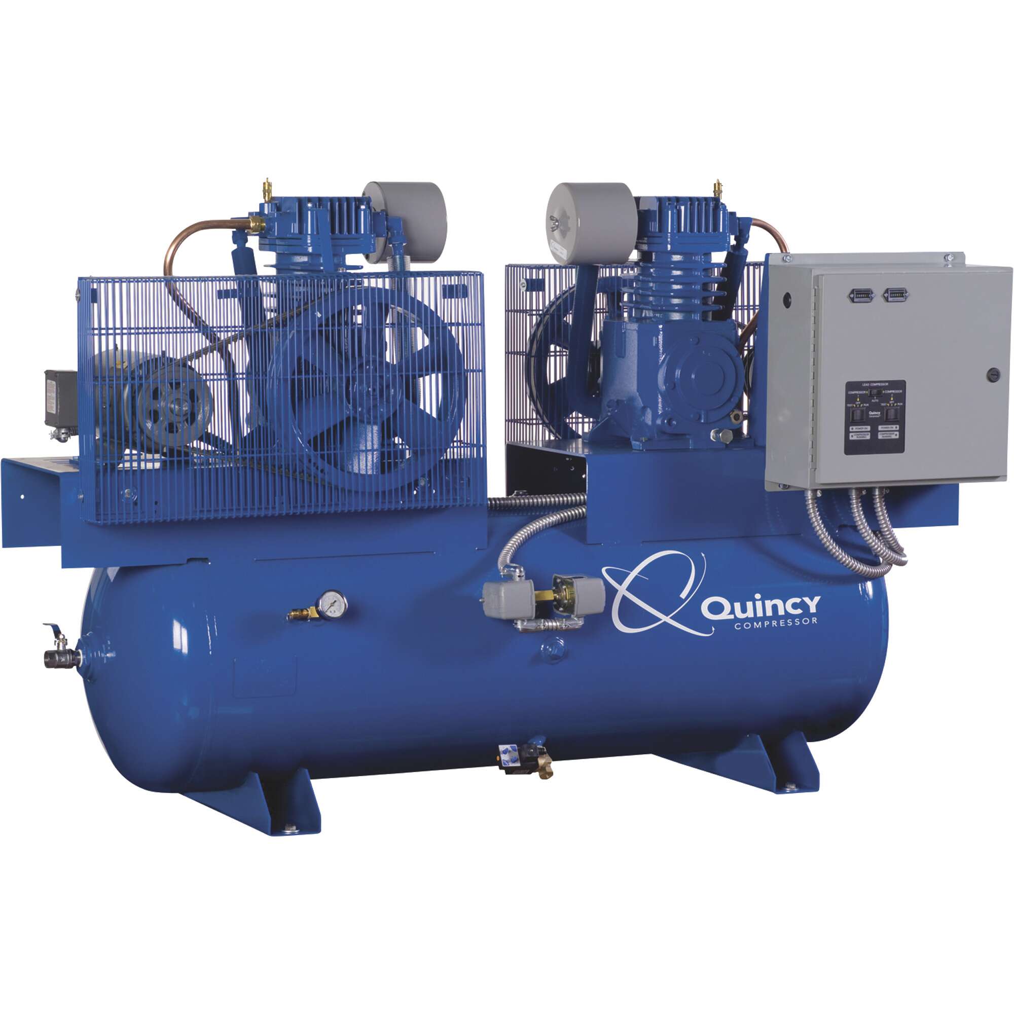 Quincy Duplex Air Compressor 7.5 HP 230 Volt 3 Phase 120 Gallon Horizontal