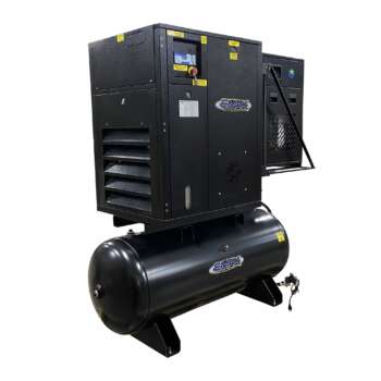 Emax 1PH Rotary Screw Compressor Tank Mount wAir Dryer Horsepower 7.5 HP Air Tank Size 80 Gal Volts 230