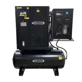 Emax 3PH Rotary Screw Compressor Tank Mount wAir Dryer Horsepower 10 HP Air Tank Size 80 Gal Volts 230 460