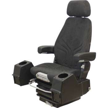 K&M High Back Suspension Seat with Control Pods Black Gray