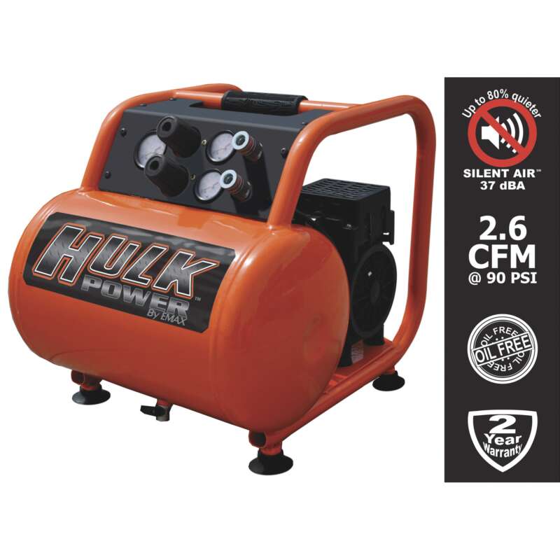 EMAX Hulk Silent Air Portable Air Compressor 1 HP 5 Gallon