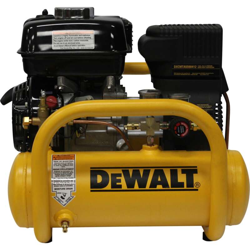 DEWALT Pontoon Gas Powered Air Compressor Honda GX160 Engine 4Gallon 155 PSI