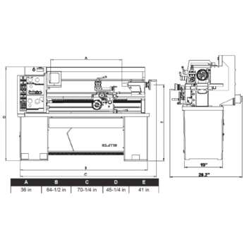 JET Elite Metal Lathe with ACU RITE 203 DRO Taper Attachment and Collet Closer 13in x 40in