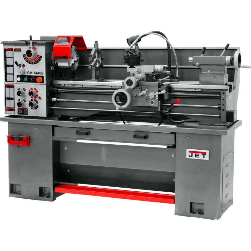 JET ZX Series Large Spindle Bore Lathe with Acu Rite 203 DRO with Taper Attachment and Collet Closer 14in x 40in