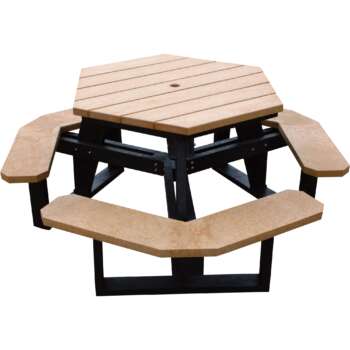 Vestil Hexagon Plastic Picnic Table 69 1/2in x 69 1/2in x 30 1/2in