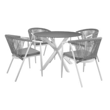 CosmoLiving by Cosmopolitan 5 Pc Outdoor Dining Set White and Black Pieces qty 5 Primary Color White Seating Capacity 4