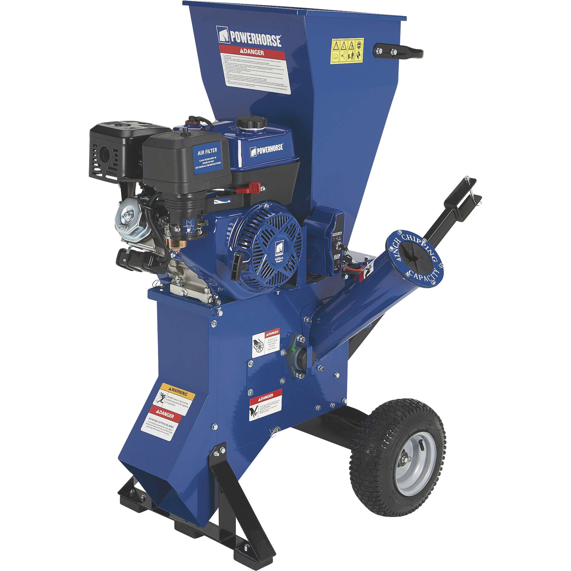 Powerhorse Wood Chipper Shredder 420cc Powerhorse OHV Engine 4in Chipping Capacity