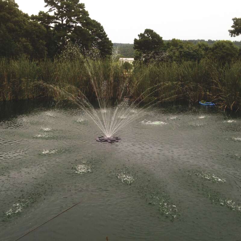 Outdoor Water Solutions Floating Pond Fountain with LED Lights 1 HP 4 Nozzles