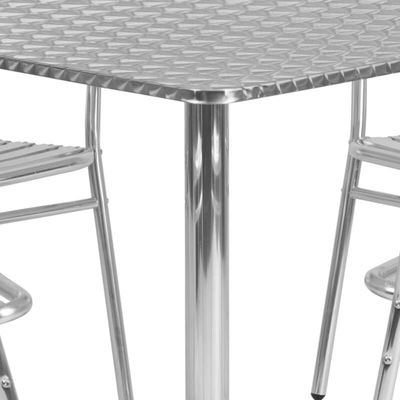 Flash Furniture 23.5in Square Aluminum Table and 4Pc Chair Set