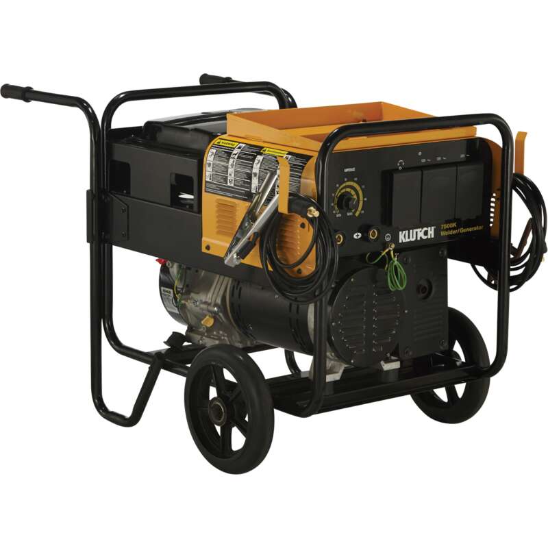 Klutch 7500K Arc WelderGenerator with 429CC Kohler Gas Engine and Wheel Kit 60 185 Amp DC Output 6000 Watt AC Power