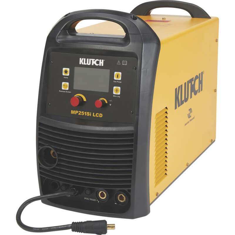 Klutch Inverter Powered Multi Process Welder with LCD MIG Torch and Lift Start TIG Torch Inverter MIG Flux Cored Stick and TIG 230V 15 250 Amp Output