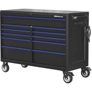 Montezuma 56in x 24in 11 Drawer Rolling Tool Cabinet 56inW x 24 5 8inD x 41 1 8inH Black