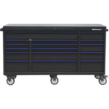 Montezuma 72in x 24in 10 Drawer Tool Chest 72 5 8inW x 24 5 8inD x 25inH Black